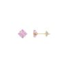 Brinco Ouro 18K Com Zircônia Quadrada Rosa Clara 5mm