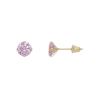 Brinco Ouro 18K Redondo Zircônia Rosa Clara 5mm