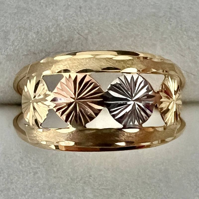 Anel Ouro 18K Tricolor Círculos