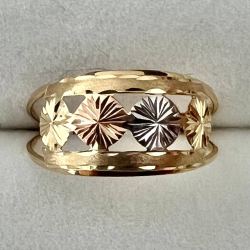 Anel Ouro 18K Tricolor Círculos