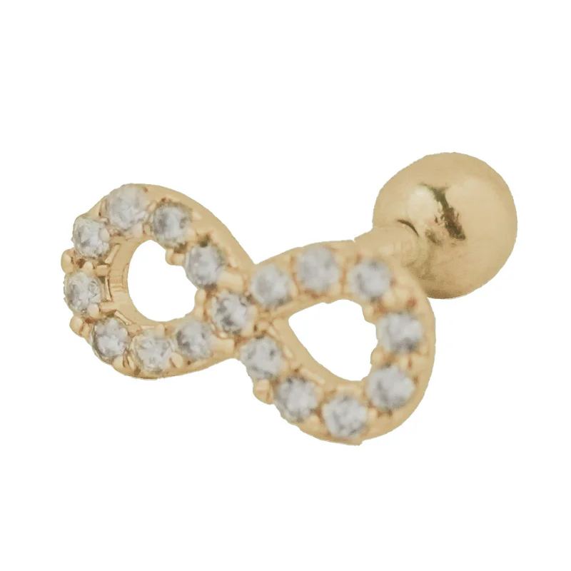 Piercing Ouro 18K Infinito Cravejada Com Zircônia