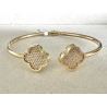 Bracelete Ouro 18K 2 Flores Cravejadas