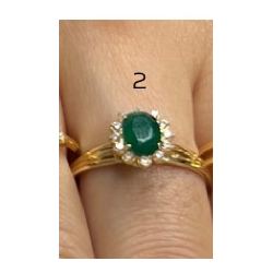 Anel Ouro 18K Zircônia Verde E Branco