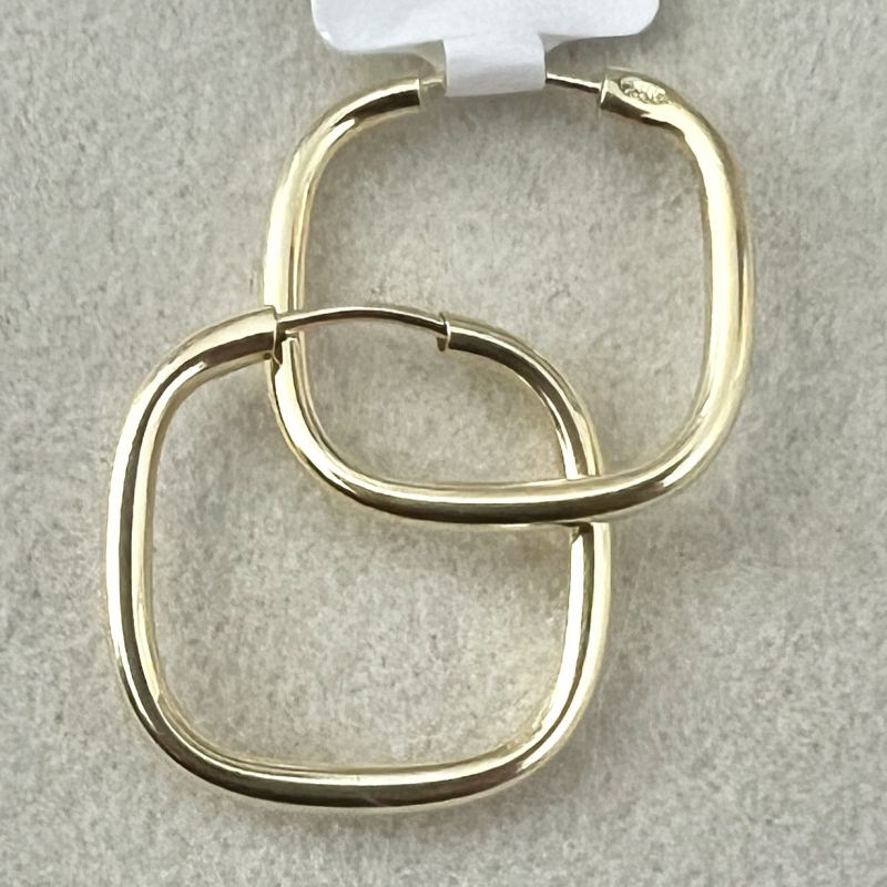 Brinco Ouro 18K Argola Quadrada 15mm Fio Redondo 1.5mm