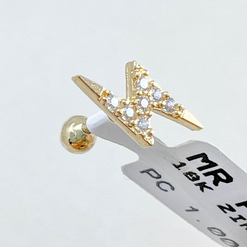 Piercing Ouro 18K Raio Com Zircônia