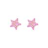 Brinco Ouro 18K Estrela Zircônia Rosa Clara 5mm Com Tarraxa Baby