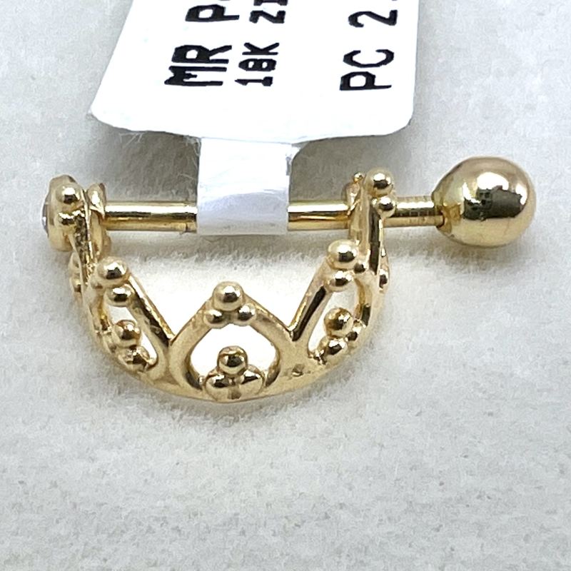 Piercing Ouro 18K Com Coroa De Coração Zircônia