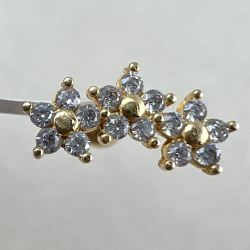 Piercing Ouro 18K Três Flores Com Zircônia