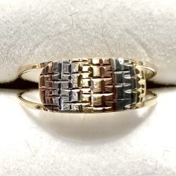 Anel Ouro 18K Tricolor Tela