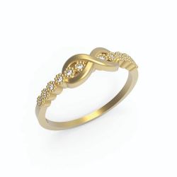 Anel Ouro 18K Infinito Com Linha De Zircônia