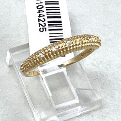 Anel Ouro 18K Aparador Textura Com Zircônia