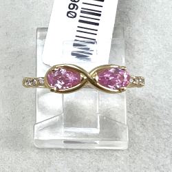 Anel Ouro 18K Infinito Com Zircônia Rosa E Branca