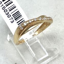 Anel Ouro 18K Aro Onda Com Zircônia