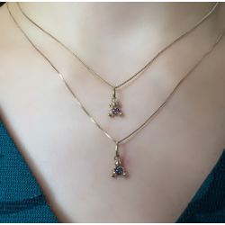 Pingente Ouro 18K Menina Menino Com Zircônia Rosa ou Azul