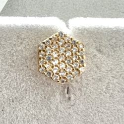 Pingente Ouro 18K Hexágono Sem Borda Com Zircônia Branca 8mm