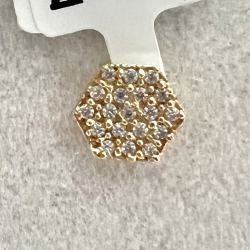 Pingente Ouro 18K Hexágono Pequeno Com Zircônia Branca 6mm