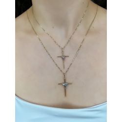 Pingente Ouro 18K Crucifixo Amarrado Duas Cores (Tamanhos Variados)