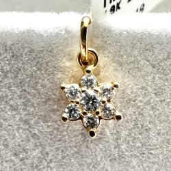 Pingente Ouro 18K Flor Zircônia Branca (Tamanhos Variados)