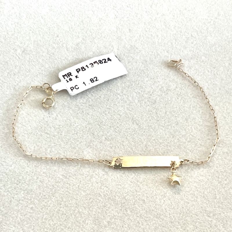 Pulseira Ouro 18K Chapa Cartier Com Estrela