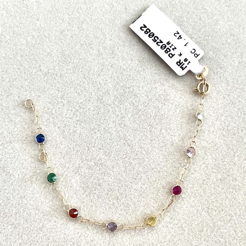 Pulseira Ouro 18K Infantil Zircônia Colorida Cartier