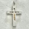 Pingente Ouro Branco 18K Cruz Com Cristo Em Ouro Amarelo