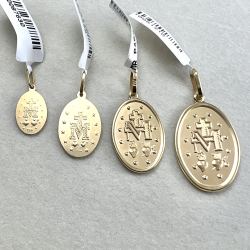 Pingente Ouro 18K Medalha Nossa Senhora Das Graças Oval (Tamanhos Variados)