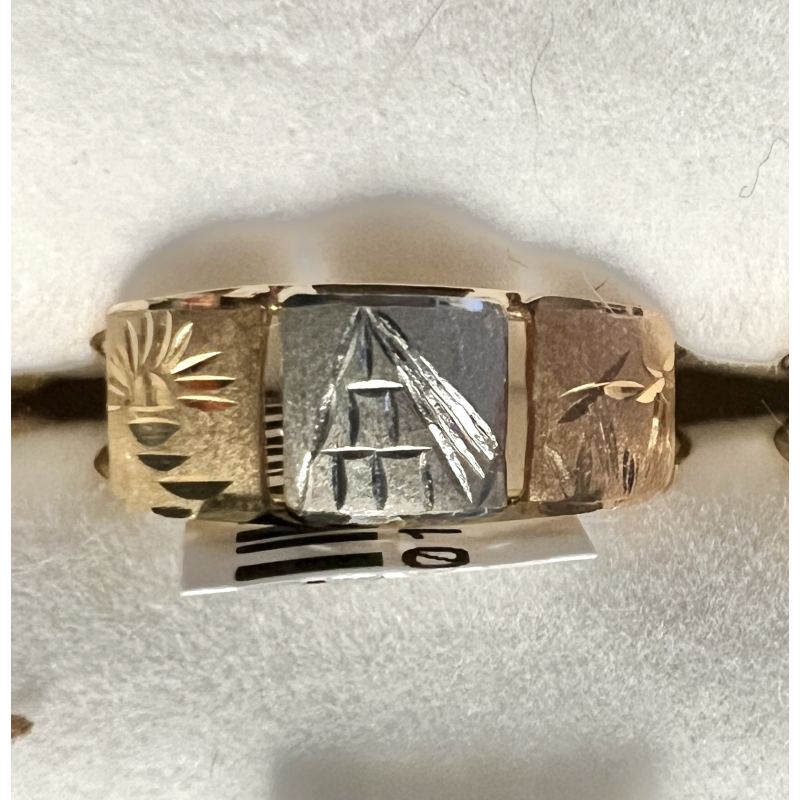 Anel Ouro 18K Tricolor Tema Egito