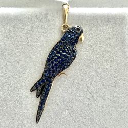 Pingente Ouro 18K Arara Azul Com Pedra