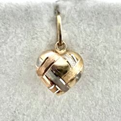 Pingente Ouro 18K Coração Tricolor Com Textura