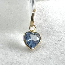 Pingente Ouro 18K Coração Zircônia Azul Claro 4mm