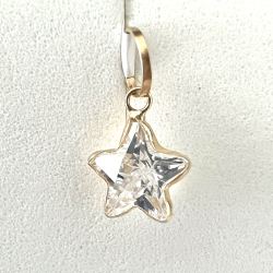 Pingente Ouro 18K Estrela Zircônia Branca 6mm