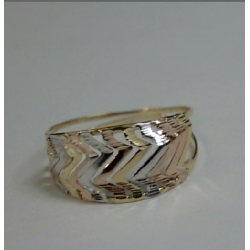 Anel Ouro 18K Tricolor Zig Zag Aro Vazado