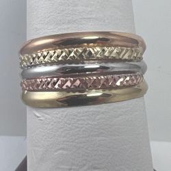 Anel Ouro 18K Tricolor Com...