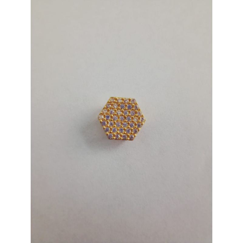 Pingente Ouro 18K Sextavado Com Zirconias