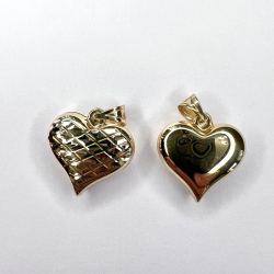 Pingente Ouro 18K Coracao Gordinho Com Detalhes Pequeno