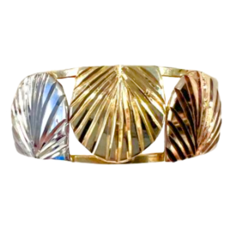 Anel Ouro 18K Tricolor Três Conchas