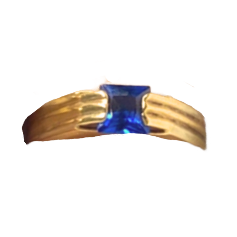 Anel Ouro 18K Infantil Falange Zircônia Azul