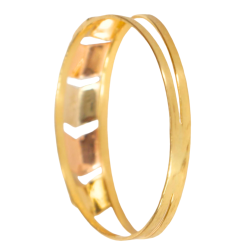 Anel Ouro 18K Tricolor Chapa Com Setas