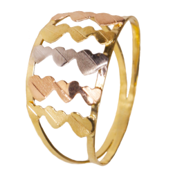 Anel Ouro 18K Tricolor Dois...