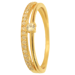 Anel Ouro 18K Solitario Duplo