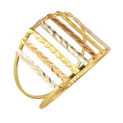 Anel Ouro 18K Tricolor Com...