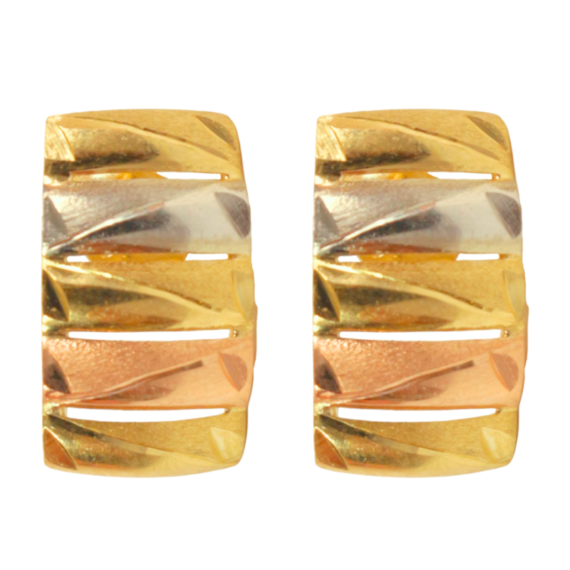 Brinco Ouro 18K Tricolor Tirinha