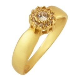 Anel Ouro 18K Flor Zirconia