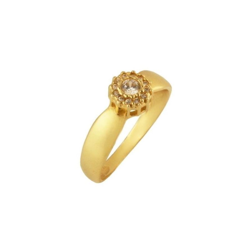 Anel Ouro 18K Flor Zirconia