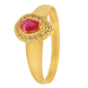 Anel Ouro 18K Gota Zirconia Vermelho