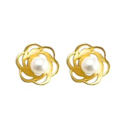 Brinco Ouro 18K Flor Com...