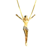 Pingente Ouro 18K Crucifixo Estilo Cristo Sem Cruz Duas Cores