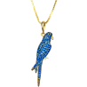 Pingente Ouro 18K Arara Azul Com Pedra