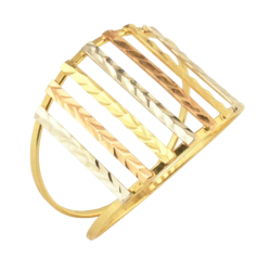 Anel Ouro 18K Tricolor Com...