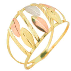 Anel Ouro 18K Tricolor Com...